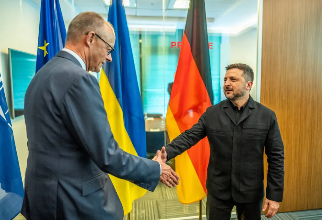 German Chancellor Friedrich Merz and President Volodymyr Zelenskyy at a NATO summit, July 2026