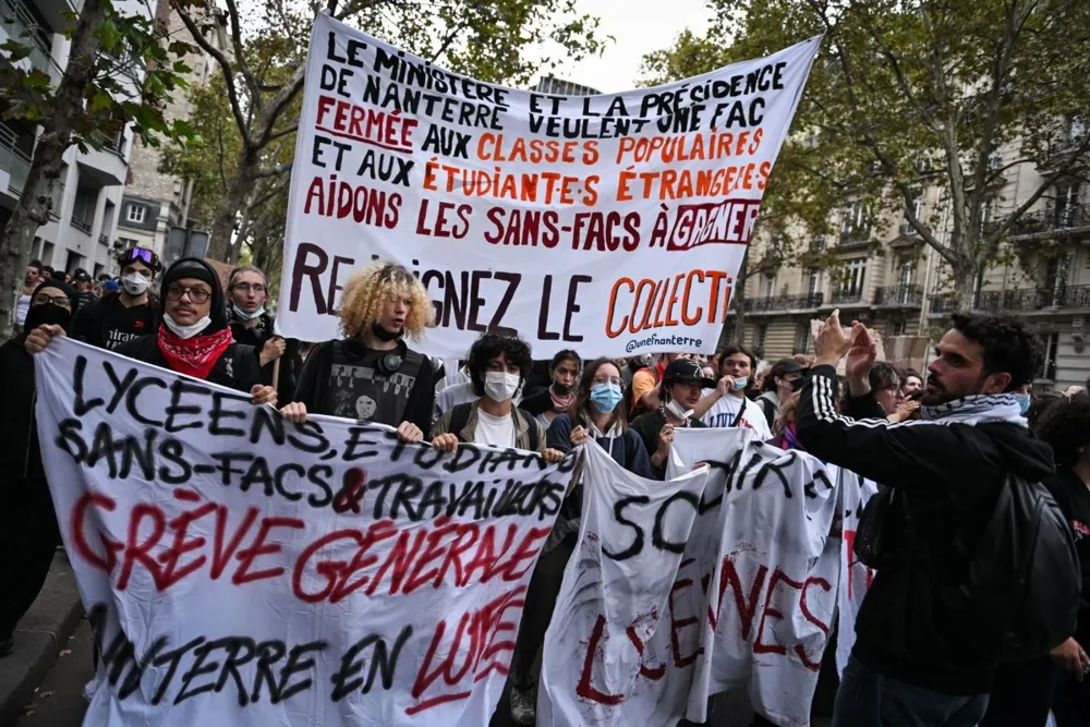 High school students and members of French Unions march during a national day of protest on 13 October 2026 (Source: EPA/FIRAS ABDULLAH)