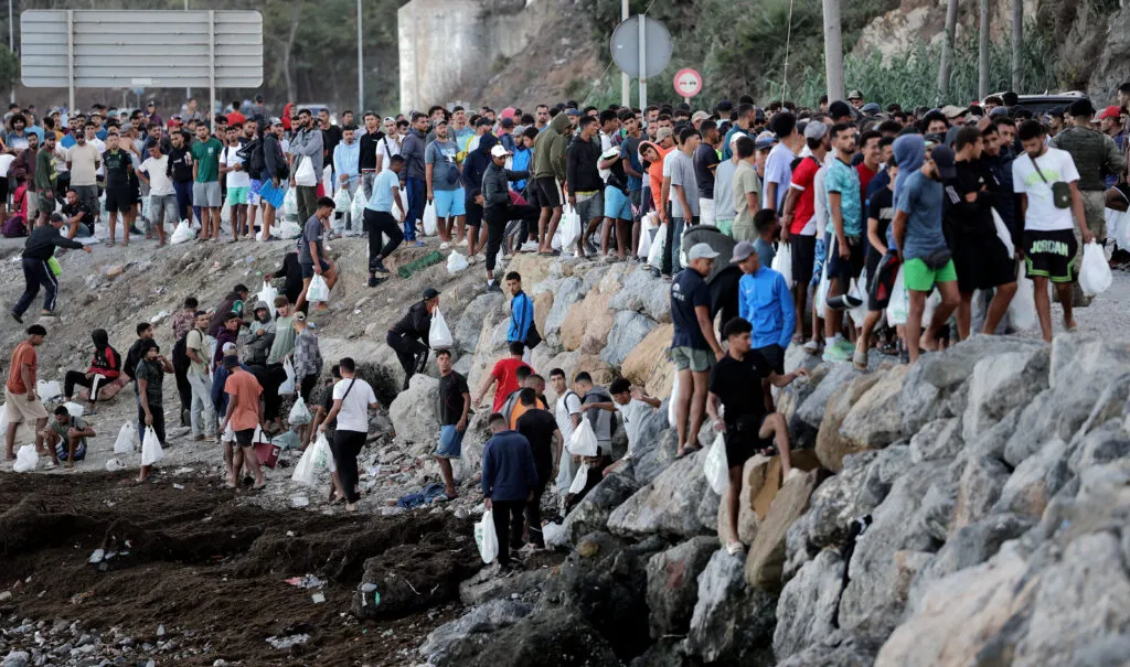 Migrants at a temporary camp in Spain’s Ceuta, Oct. 10, 2026