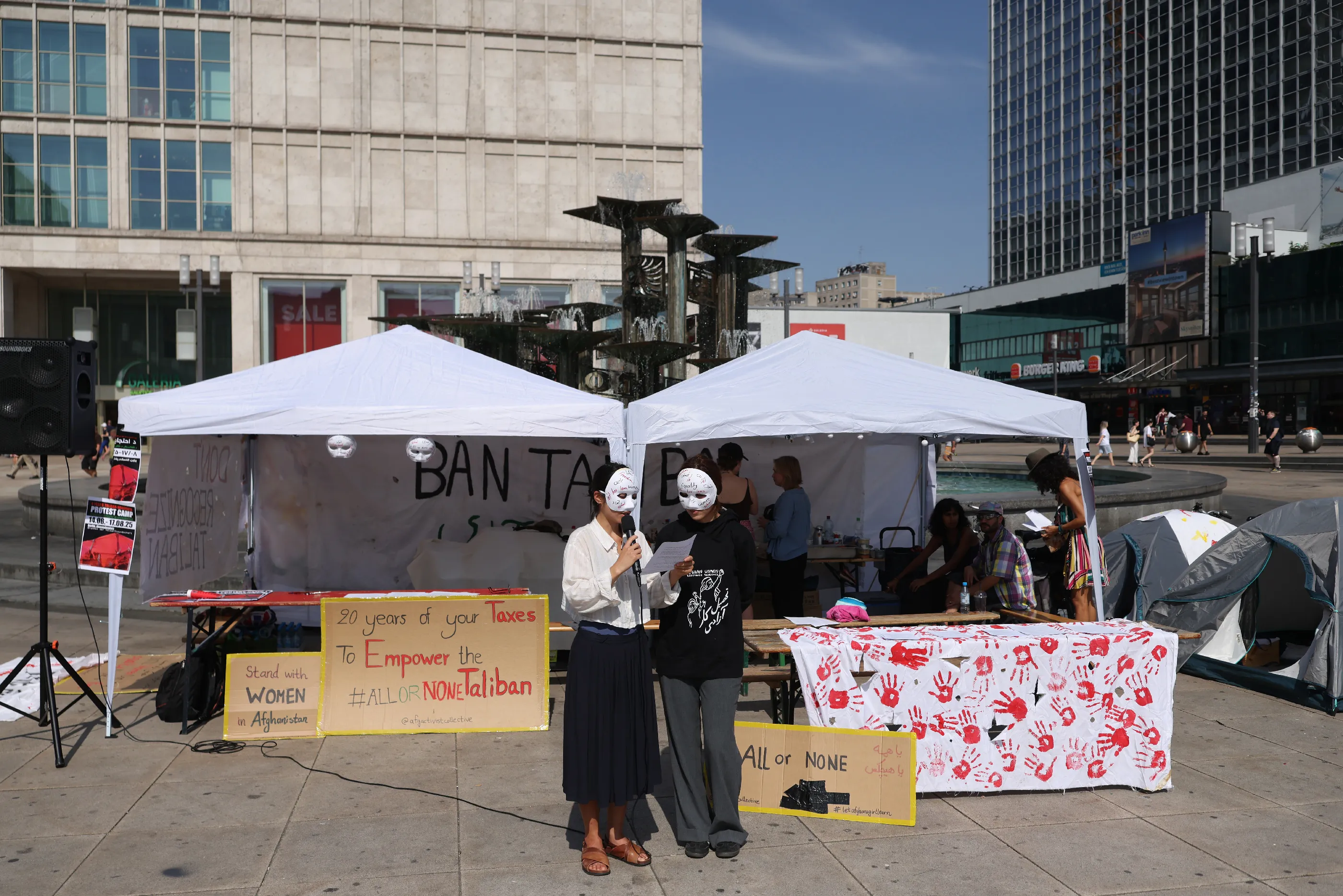 Protesters at Alexanderplatz, Berlin