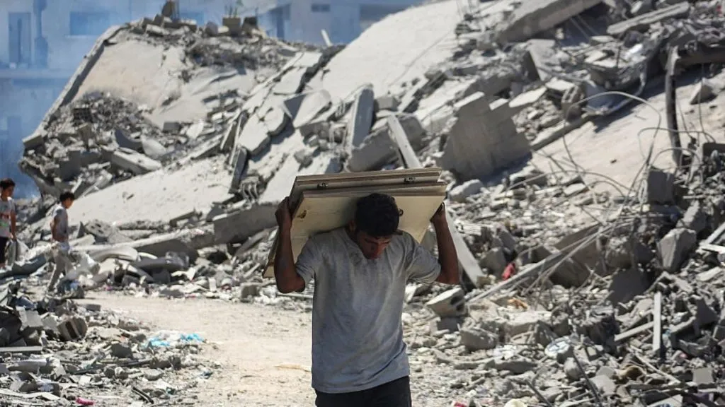 Palestinians fleeing because of the war in Gaza